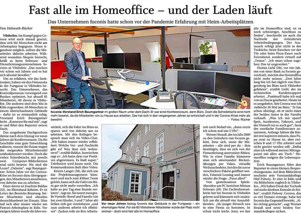 Artikel über die FOCONIS AG in der Passauer Neue Presse